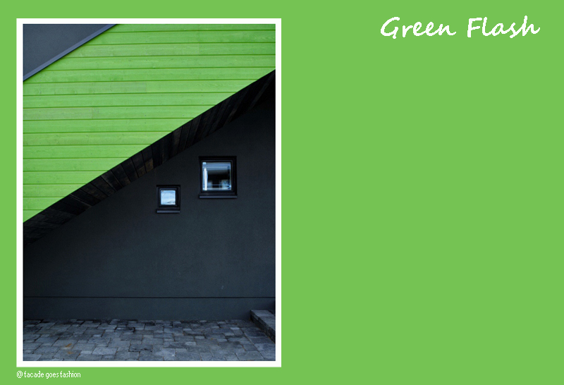 Bright green on facade Pantone 2016 Green Flash