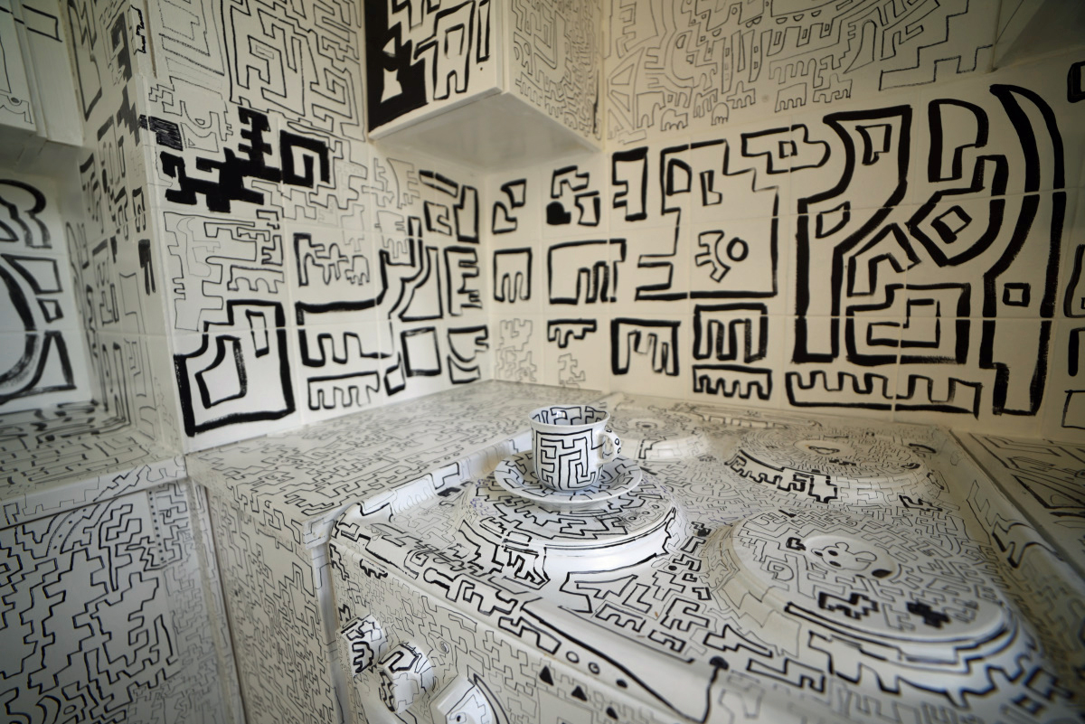 Mustavalkoinen keittiö