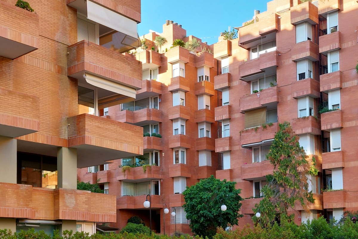 residential houses with red tile facades